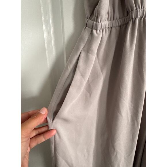 Wilfred Aritzia Melodie Jumpsuit Wide-leg Ashen V-neck Faux Wrap Gray L - Picture 4 of 14